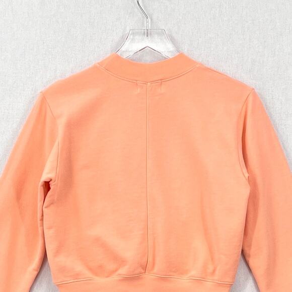 COTTON CITIZEN Milan Cropped Long Sleeve Sweatshirt Womens XS Melon Orange Mock - Picture 6 of 16